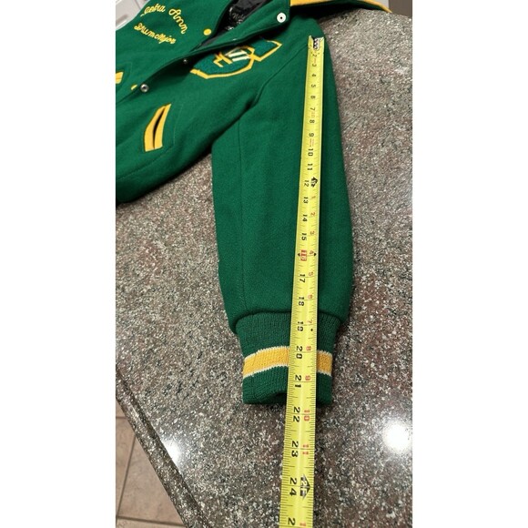 Vintage Authentic SHS South High Letterman Jacket Small Green Gold EUC Women’s - Picture 15 of 16